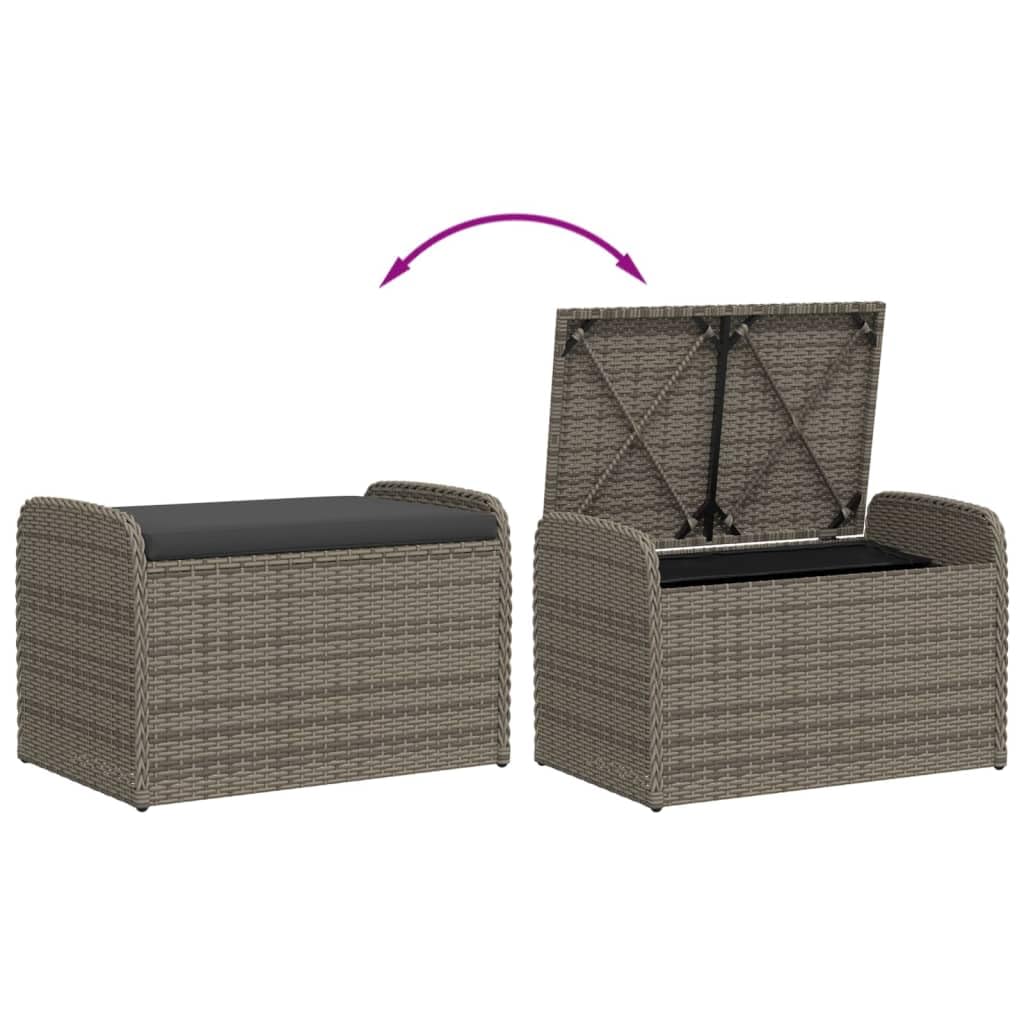 Gecheer Cassapanca da Esterno con Cuscino, Portaoggetti con Apertura a Gas, 80x51x52 cm, Rattan PE e Acciaio Verniciato, Seduta Comoda per Giardino, Terrazza e Patio