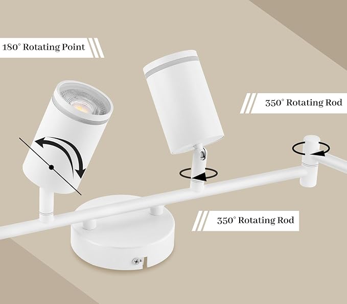 GeyouLux Plafondlamp, 6 spots, led, modern, wit, plafondlamp, led, draaibaar, aluminium, binnenverlichting, acryl, plafondverlichting, draaibare spot met GU10-fitting, voor woonkamer (zonder lamp) photo 2