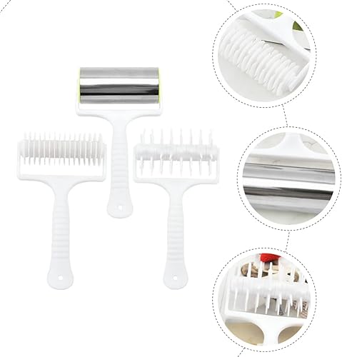 Miniatura 3 de 3 piezas de rodillo de acero inoxidable para pizza, perforador de masa de pizza, herramienta de acoplamiento para pizza, galletas, tarta, pan,