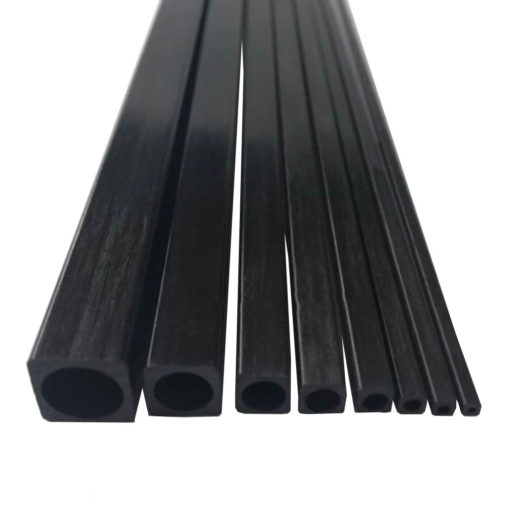 CKSEKD 4pcs Carbon Fiber Square Tube, Length 1000mm OD 2mm 2.5 3 4 5 6 8 10mm Outer Square Inner Circular Tube For RC Model DIY Accessories (Color : 2x2x1mm)