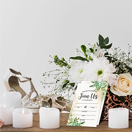 Greenery Invitations With Envelopes For All Occasions, 25 Pcs Eucalyptus Blank Fill-In Invites For Bridal Shower, Wedding Reception, Engagement Party(04) #TOP4