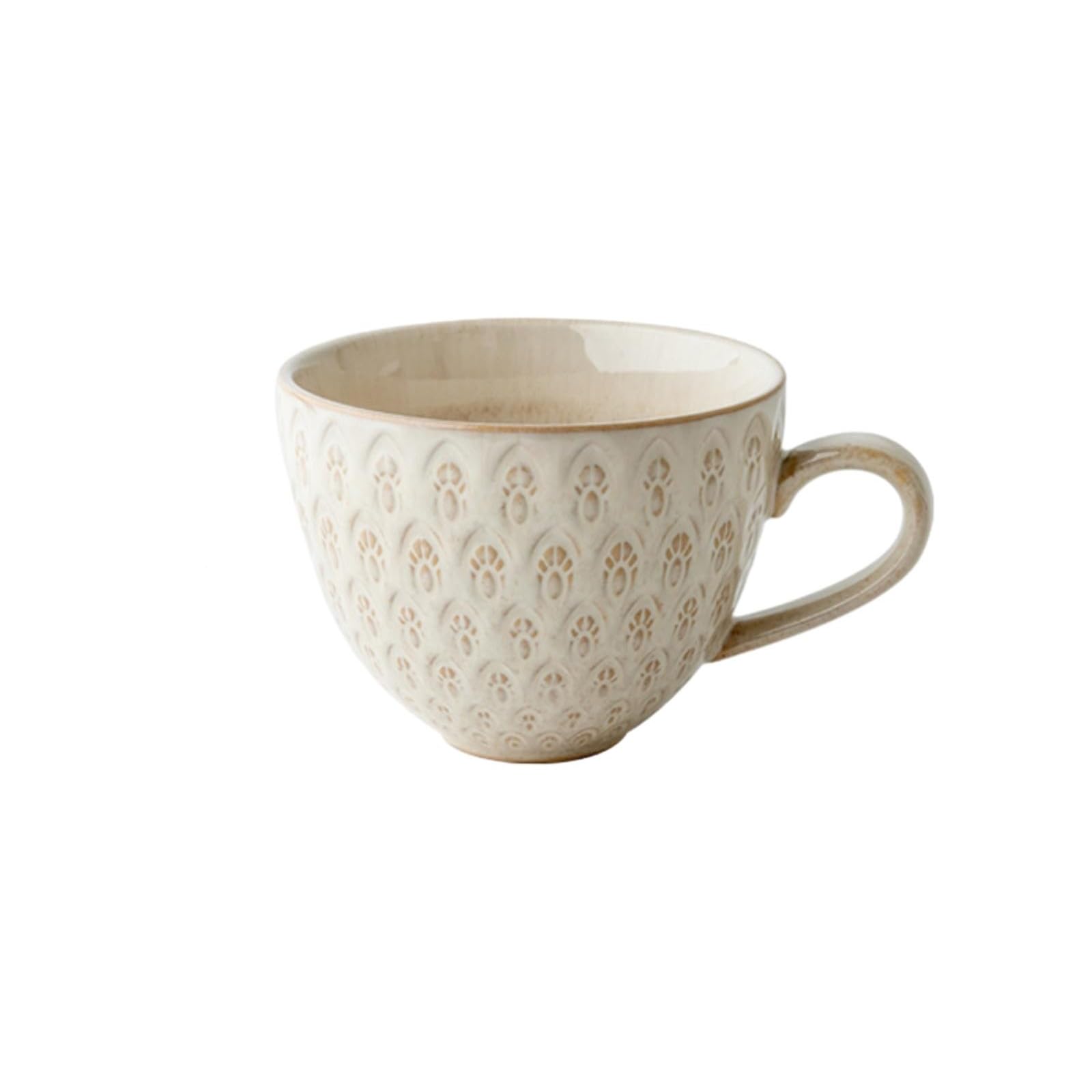 Taza de desayuno a cuadros de 500 ml con esmalte de horno de avena retro de cerámica, 500 ml
