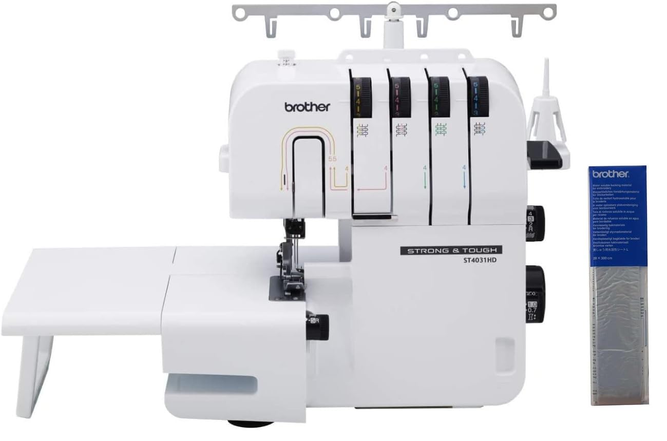 Brother ST4031HD Strong &amp; Tough Serger Machine, 1,300 Stitches Per Minute, and SA520 Water Soluble Stabilizer
