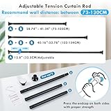 Extendable Shower Curtain Pole 73-134cm Stainless Steel Shower Curtain Rod Tension Rod Adjustable Telescopic Curtain Poles No Drilling Shower Curtain Rail for Bathroom Window Kitchen Wardrobe, Black - Image 2