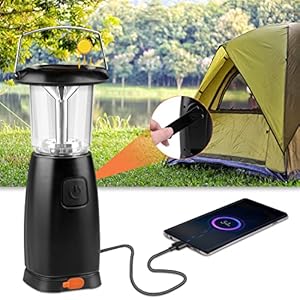 LED Campinglampe Solar, AZ GOGO Camping Handkurbel Laterne, Aufladbar Tragbare Notfallleuchte inkl. 3 Lichtmodi, USB…