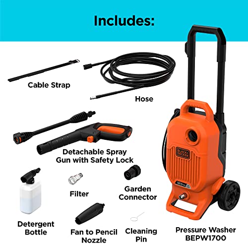 Black & Decker 1700W 125 Bar/1800 PSI Pressure Washer