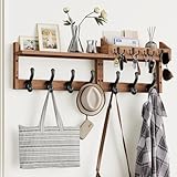 Tatub 29' Coat Rack Wall Mount with Shelf, 4 in 1 Entryway Key Holder with 7 Coat Hooks 4 Key Hangers Mail Organizer, Wood Wall Shelf for Living Room, Bedroom, Bathroom