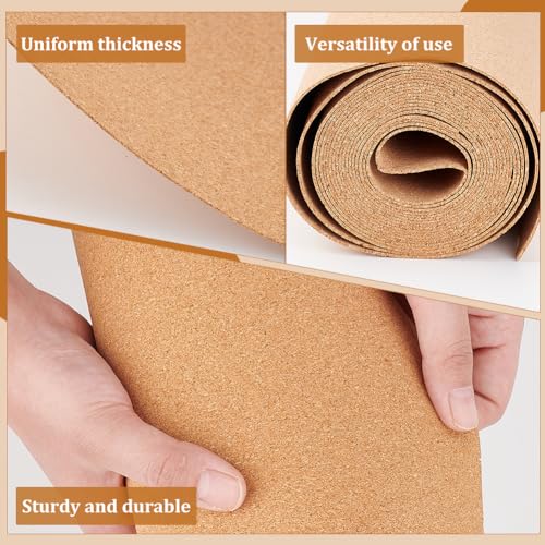 BENECREAT 40x350cm Korkplattenrolle, 1mm Dickes Rechteckiges Naturkorkstück Korkplattenrolle Für Pinnwände, Wanddekorationen, DIY Handwerk