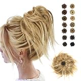 【NUEVA LLEGADA】 A diferencia del moño normal, BARSDAR moño postizo rizado combina especialmente el cabello liso y el cabello rizado para crear una apariencia esponjosa. Es más informal, chic y joven que los bollos normales.
