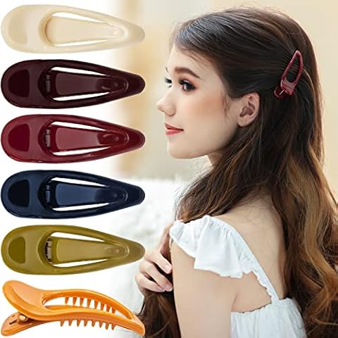 RC ROCHE ORNAMENT 6 Pcs Womens Classic Side Slide Jaw Flat No Slip Opening Eyelet Inner Teeth Alligator Hair Clip Barrette Beauty Accessory Premium Plastic Clamp Clips, Small Classic Multicolor Cover