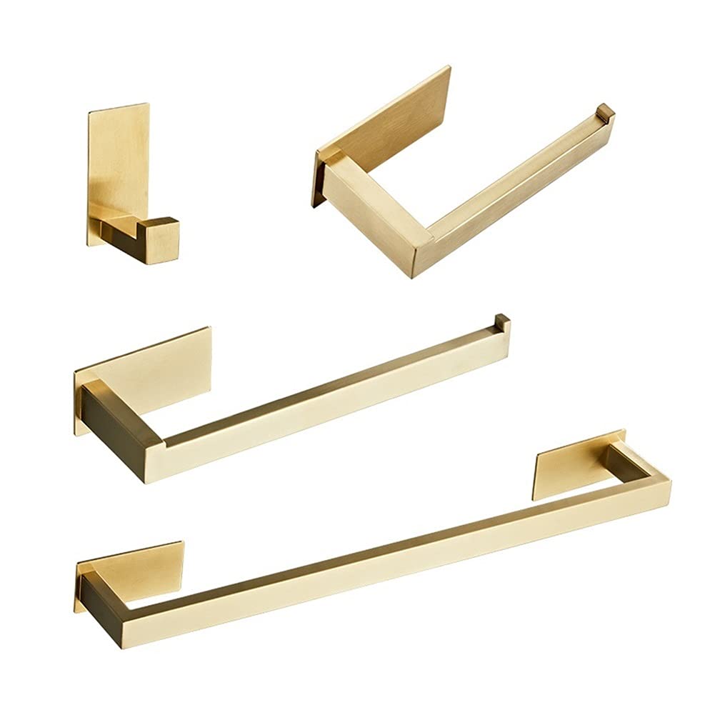 Porte-serviettes de salle de bain en or brossé avec porte-papier hygiénique 4 pièces