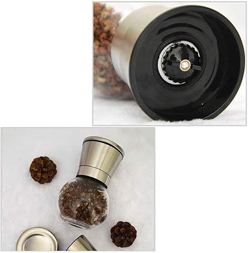 Miniatura 5 de Juego de molinillo de sal y pimienta, molinillo de sal manual, molinillo de pimienta de cerámica de grosor ajustable, herramienta de cocina, paquete