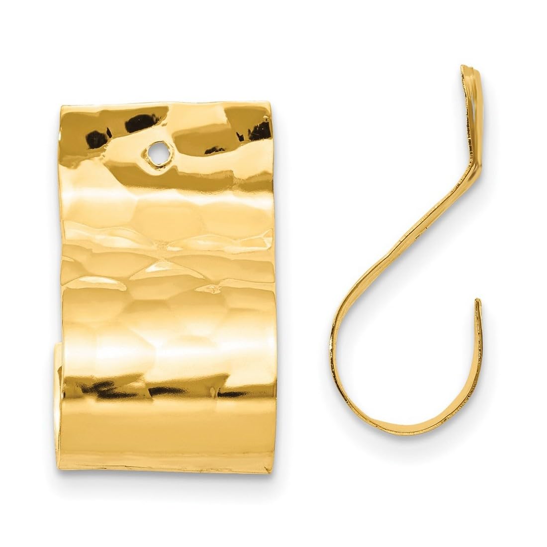 14 Karat Gelbgold, poliert, gehämmerte Ohrringe, Jacken, Maße: 18 x 11 mm breit, Schmuckgeschenk für Frauen, Metall