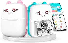 Mini Impressora Térmica Sem Fio Portátil Bluetooth BT9, Impressão Monocromática, 200 dpi (Rosa)