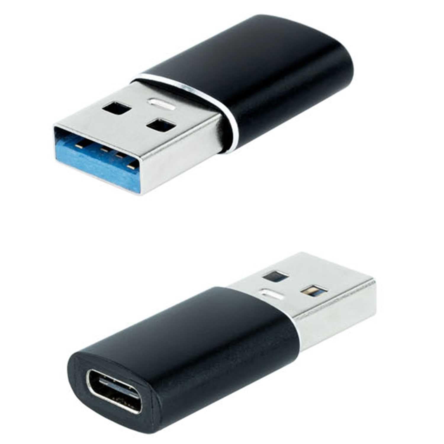 NANOCABLE 10.02.0012 – USB-A 3.1 to USB-C Adapter, USB-A/Male -USB-C/Female, Black
