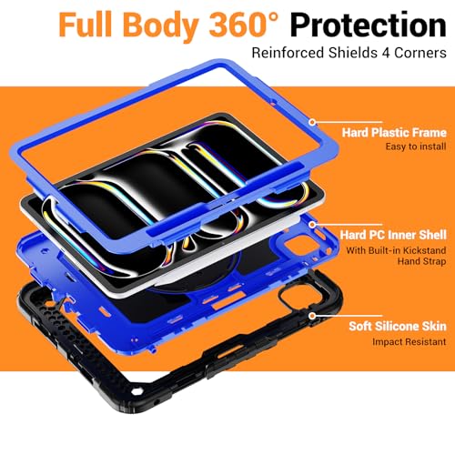 Coque iPad Pro 11 M5 antichoc protège l'écran des rayures avec poignée et sangle