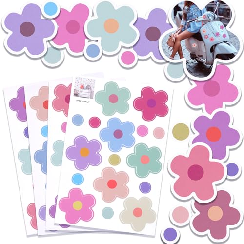 XLIUAX Pack de 4 pegatinas de flores para bicicleta, pegatinas de flores impermeables para bicicleta, pegatinas autoadhesivas para maleta, motocicleta, autobús, casco, scooter, pegatinas de vinilo