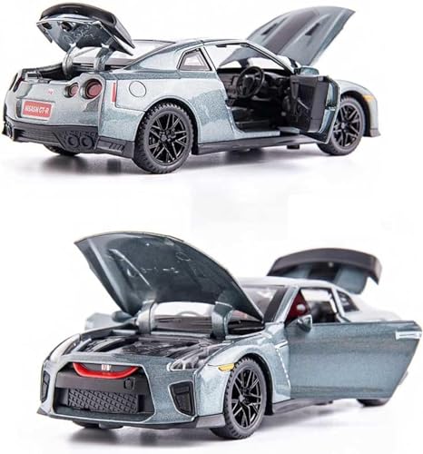Image of 1:32 Scale Die-Cast Metal GT-R with Openable Doors and Pull Back Action with Lights & Music (Grey)