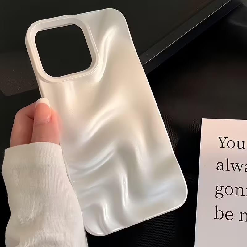 Image of COVERLY Pearl White Swirl Back Case Cover for iPhone 12 Pro | Hot Minimalist Faux Wave Cute Design | Camera Lens Protection | Soft Silicone Aesthetic Glossy Cover for Girls & Women (White, Shockproof)