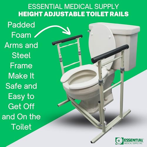 image for Essential Medical Supply Height Adjustable Standing Toilet Safety Rail