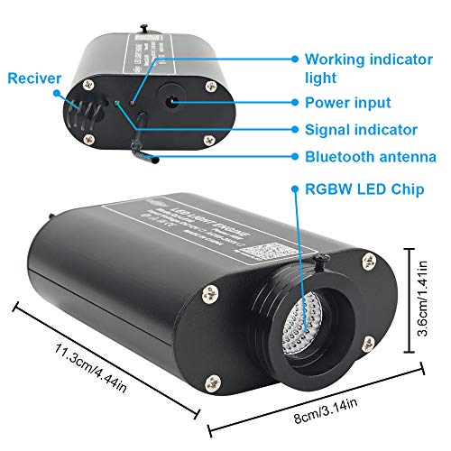 Car Use Bluetooth 16W LED RGBW Fiber Optic Star Ceiling Light, APP/Remote Music Mode Headliner Light Kit Mixed 450pcs(0.03in+0.04in+0.06in) 9.8ft + Adapter+Cigarette Lighter for Car/Room - Thumbnail 4