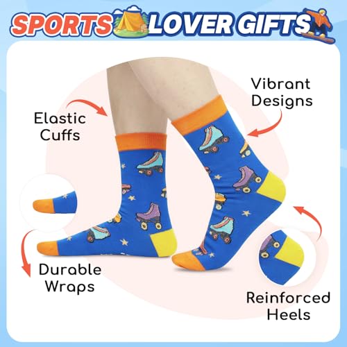 HAPPYPOP Funny Roller Skating Gifts - Skater Gifts Women Men, Roller Skate Socks