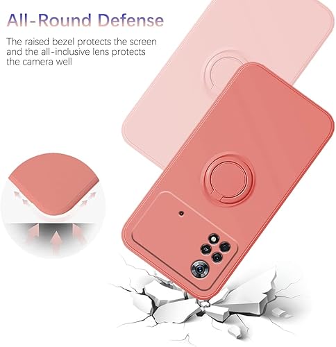 Miniatura 8 de Funda compatible con Xiaomi Poco X4 Pro con soporte de anillo verde, funda para teléfono Poco X4 Pro de silicona líquida con forro de microfibra