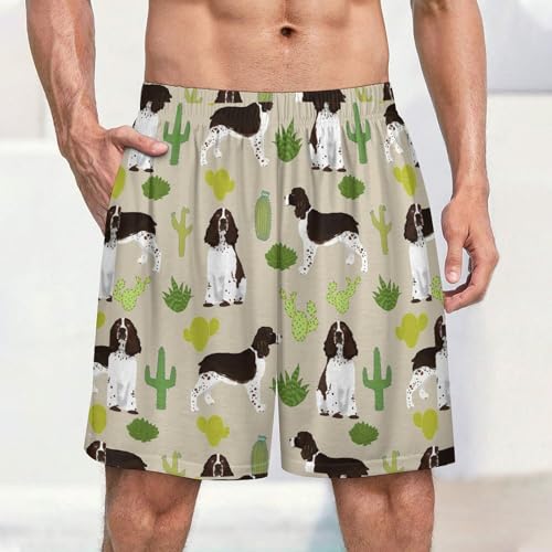 English Springer Spaniel Dog Men‘s Pajamas Shorts Casual Pajama Bottom Nightwear Pants Lounge Sleepwear2