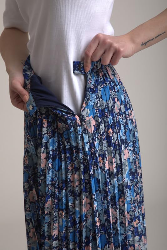 Image of FableStreet Women Skirt Casual & Festive | Elegant Flared Fit High Rise Knife Pleats All-Over Floral Print | Wrinkle-Resistant Woven Fabric for Summer & Outings