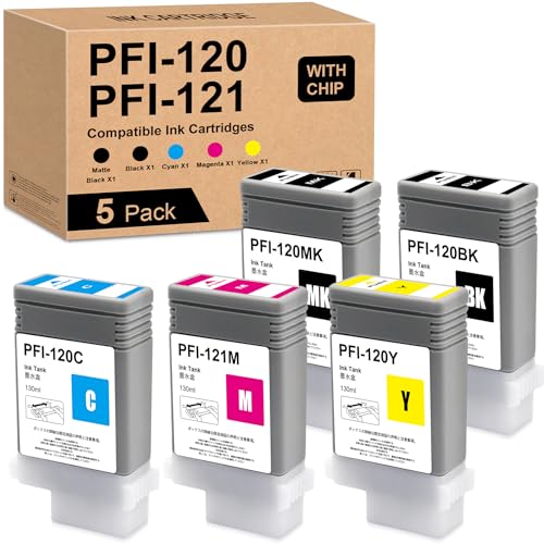 Réservoir encre PFI-120 PFI-121 Noir Cyan Jaune pour traceur ImagePrograf TM-250 TM-350