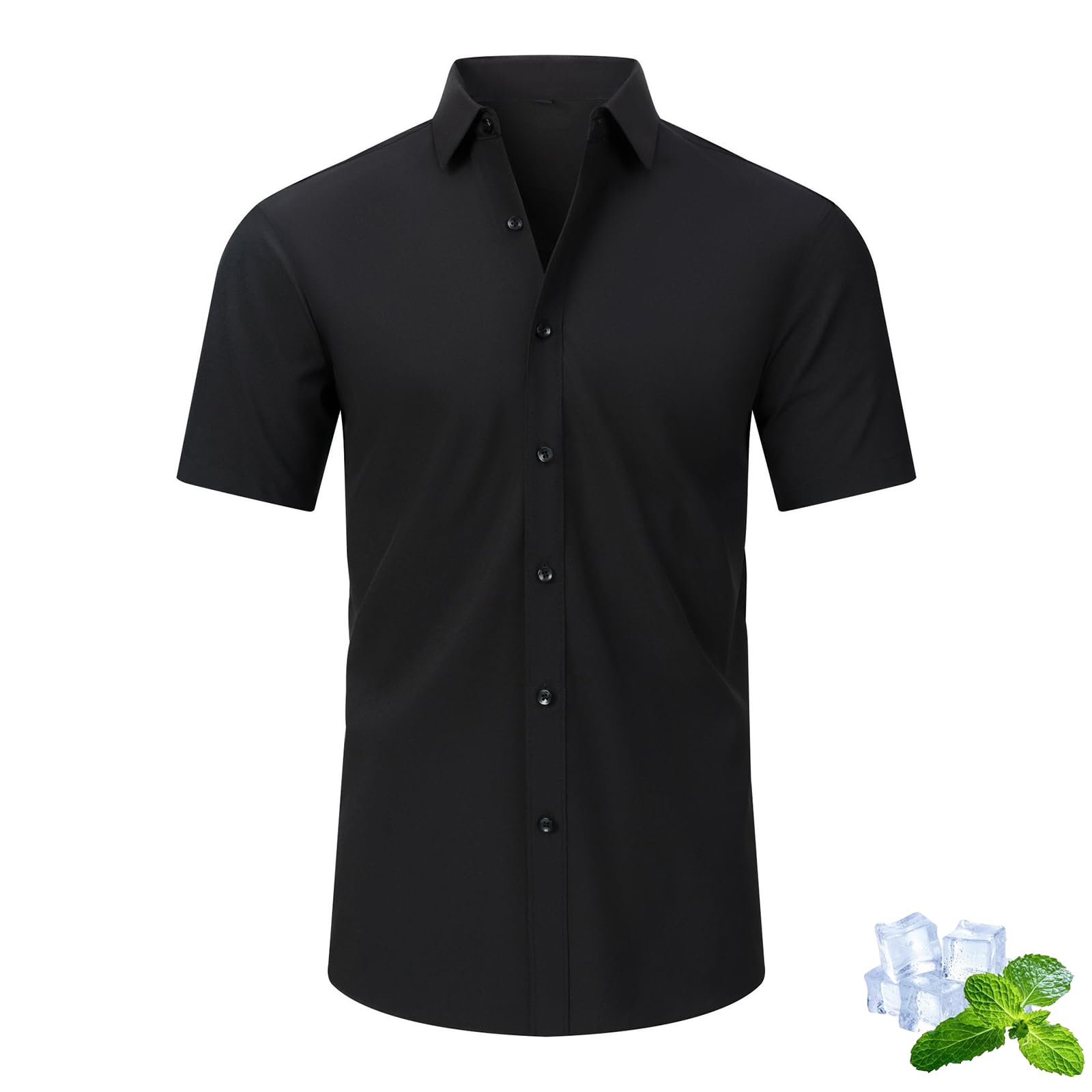 Generico Zealburst Shirts for Men, Stretch Non-Iron Anti-Wrinkle Shirt Short Sleeve, Men's Button up Quick-Drying Breathable Shirt