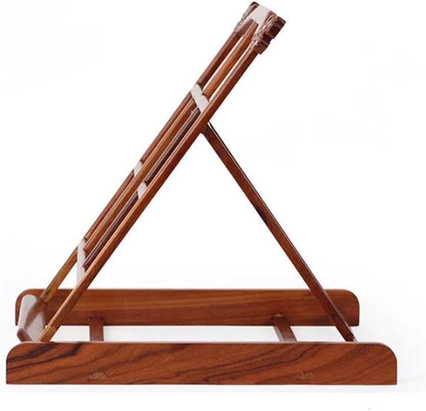 Red Sandalwood Reading Rack Reading Bookshelf Bookstand Copybook Frame Folding Book Stand Cookbook Holder Ornaments (Colour: A Size: 29 x 32.5 x 32 cm)