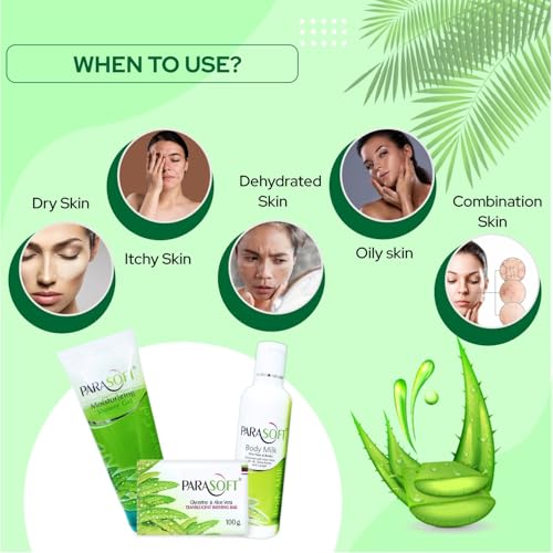 Image of Parasoft Moisturizing Face & Body Milk, Hydrating Glycerin Soap and Refreshing Shower Gel Combo with Goodness of Aloe vera for Normal to Very Dry & Sensitive Skin