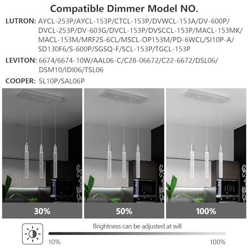 Image of Kitchen Island Lighting Modern Light Fixture Kitchen Island Pendant Light Dimmable LED Chrome Mini Pendant Lighting Dinning Room Living Room Chrome Pendant Lights(3-Light)