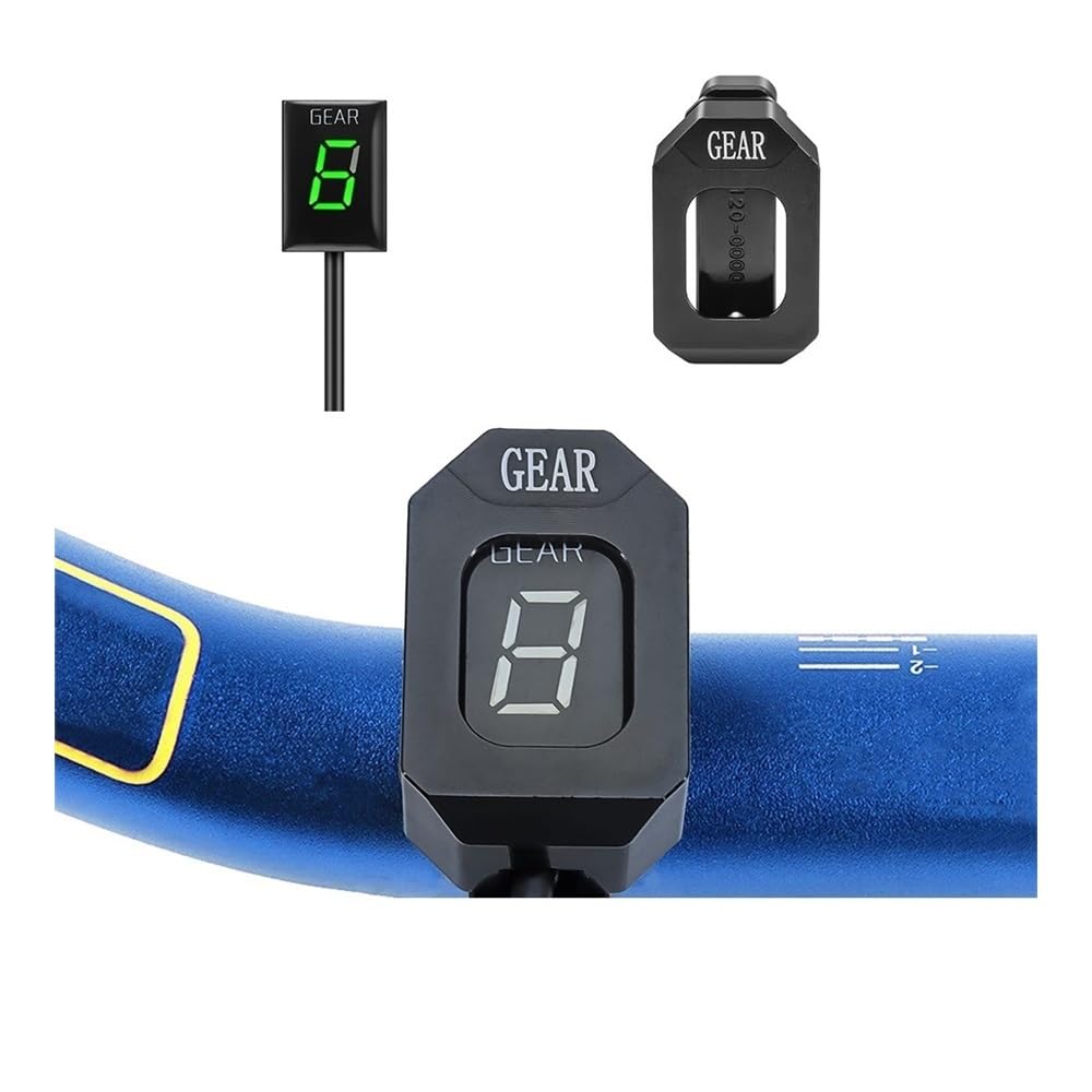 HRTLSS Indicador Marcha Digital Indicador De Velocidad De La Motocicleta De 1 A 6 Niveles Palanca Cambios Digital Verde Y Azul para Soporte Medidor Pantalla Motocicleta