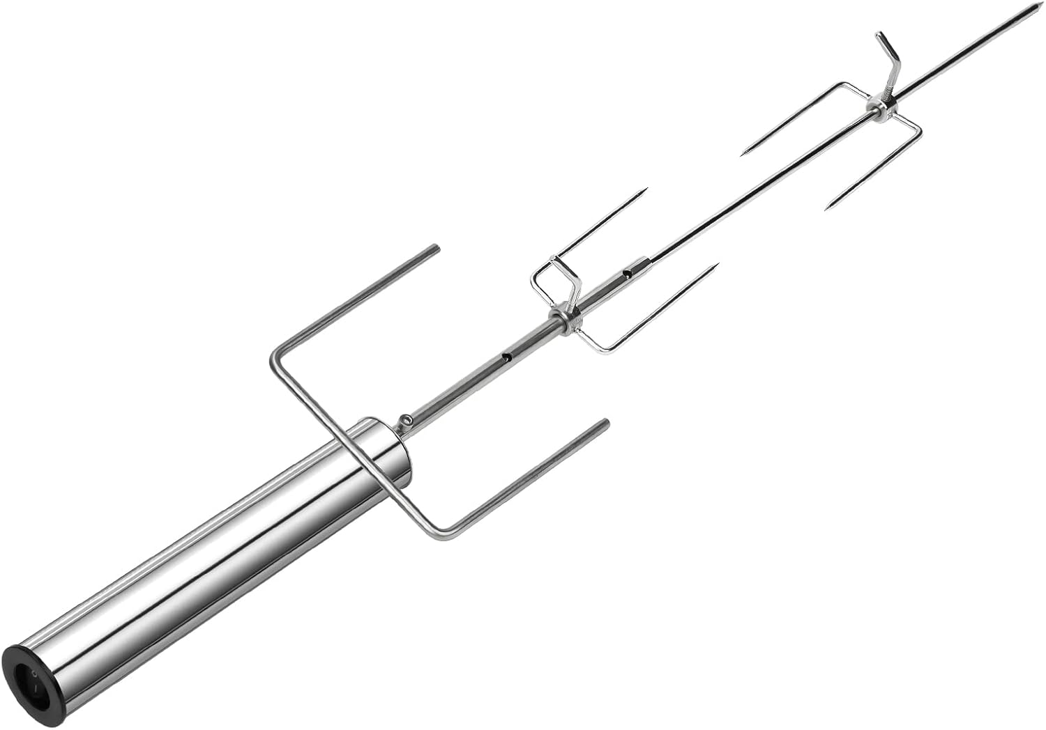 Electric Motor Universal Grills Rotisserie Kit, Cordless Portable Rotisserie, Adjustable Length, Battery Powered, Roaster Stand for Pork, Chicken Cooking, Outdoor Party Campfire Barbecue