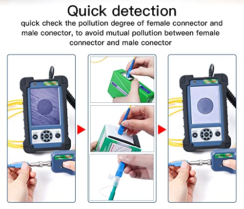 Image of 400 Times Magnification Fiber Inspection Real-time Video Probe KOMSHINE KIP-600V Optical Fiber Endface Detector with 3.5-inch HD LCD Display + SC /FC /ST /LC /SC Female /LC Female Tips