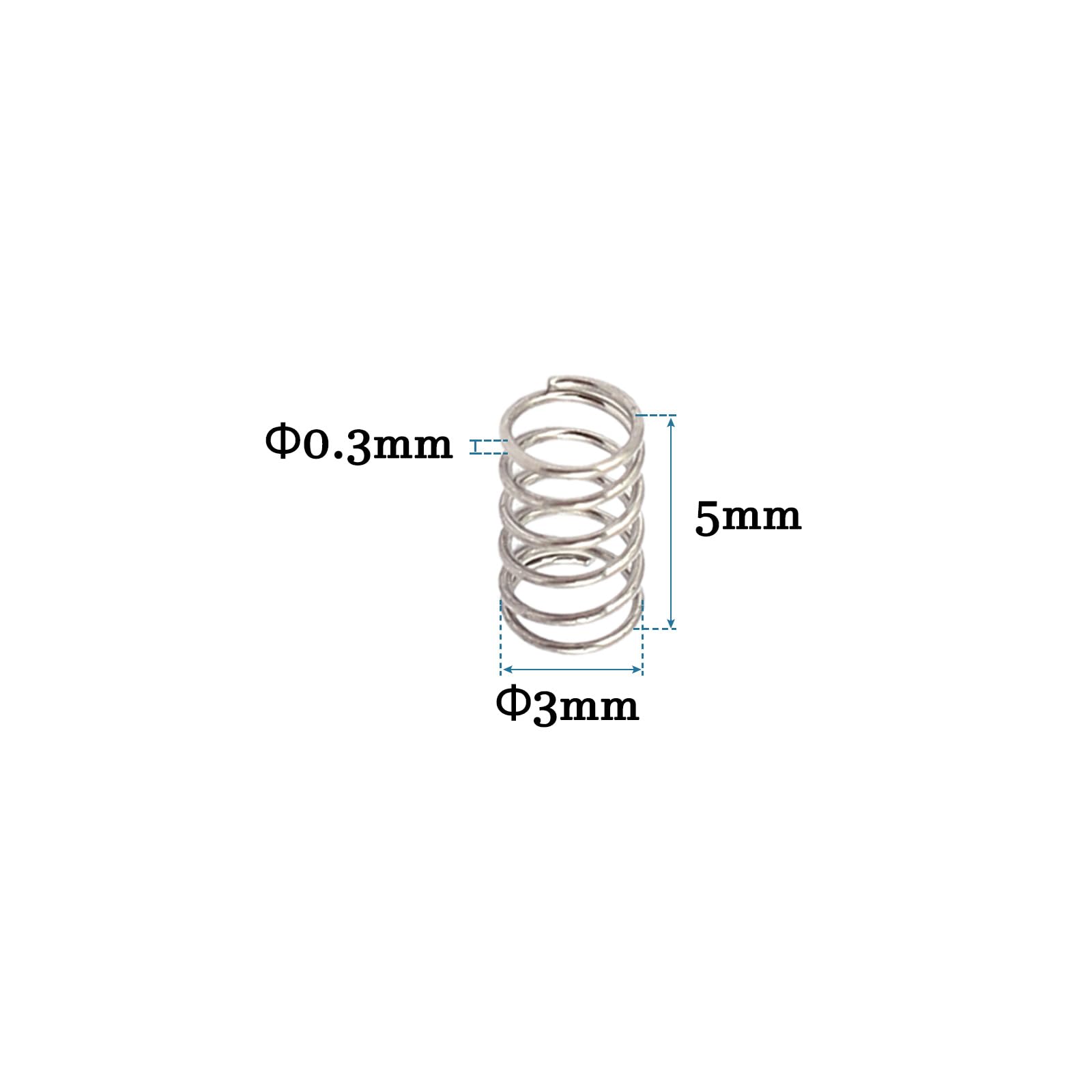 Ressort De Compression Acier Inox 304 - 3mm OD, 0.3mm Fil, Lot De 10 Pièces