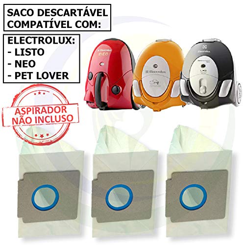 3 Saco Descartável para Aspirador de Pó Electrolux Listo/Neo/Pet Lover