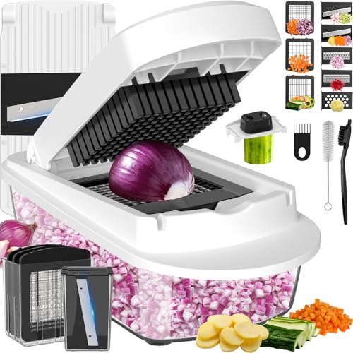8 Blade All-in-1 Vegetable Chopper Mandoline Slicer with Container, Food Chopper, Onion Chopper,...