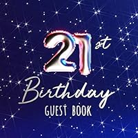 21st Birthday Guest Book: Birth Date Party Guest Book with 110 Pages - Red Blue Edition 1729175384 Book Cover