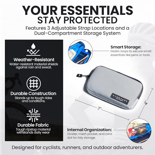 Image of ALMSTHRE Ride Wallet 7 inchx4 inch | Waterproof Cycling Wallet for Phone, Cards & Essentials | Durable Ripstop Nylon - Fits Most Phones & Passports | Secure Storage for Biking & Travel