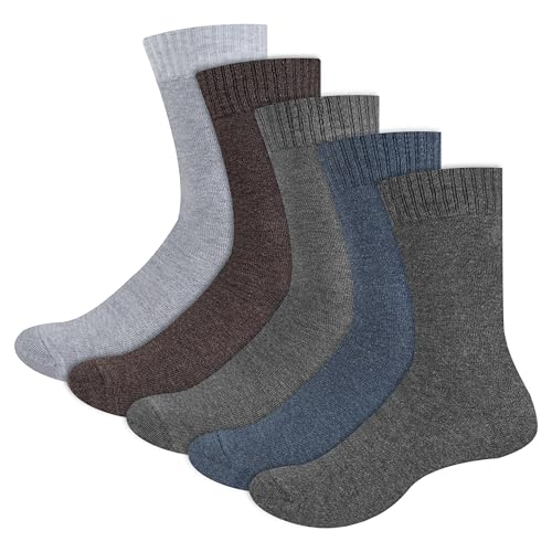 Image of SWAGR Thermal Woolen Winter Calf Length Socks for Men Thick Terry Towel Cushion Socks, Free Size, Pack of 5, Multicolour