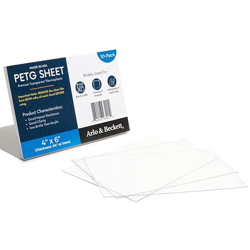 Arlo Beckett Paquete de 10 hojas de plexiglás de 5 x 7 pulgadas de plástico para manualidades con 0039in de grosor para pintar mostrar marcos de