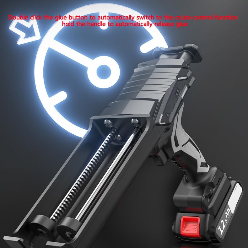 Elektryczny pistolet do klejenia – bezprzewodowy, podwójna rurka z baterią 2,0 Ah, światło LED, 6 ustawień prędkości do precyzyjnego uszczelniania i uszczelniania