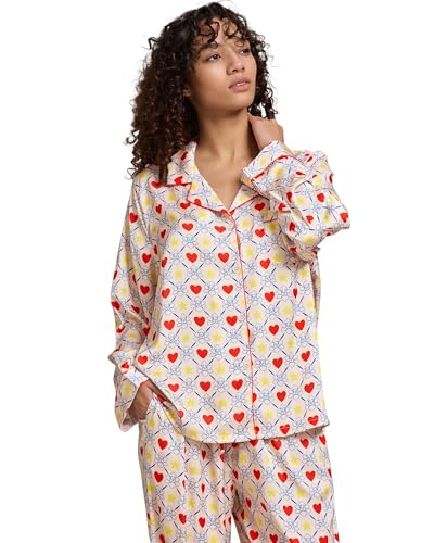 Image of YiNi LuLu Womens Silk Satin Pajamas Set Button Down 2 Piece Pjs Long Sleeve Oversized Sleepwear with Pockets