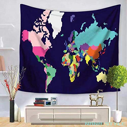 タペストリー 世界地図 ウォールデコ 壁掛けフック付 厚手 背景 150×130cm NO.05