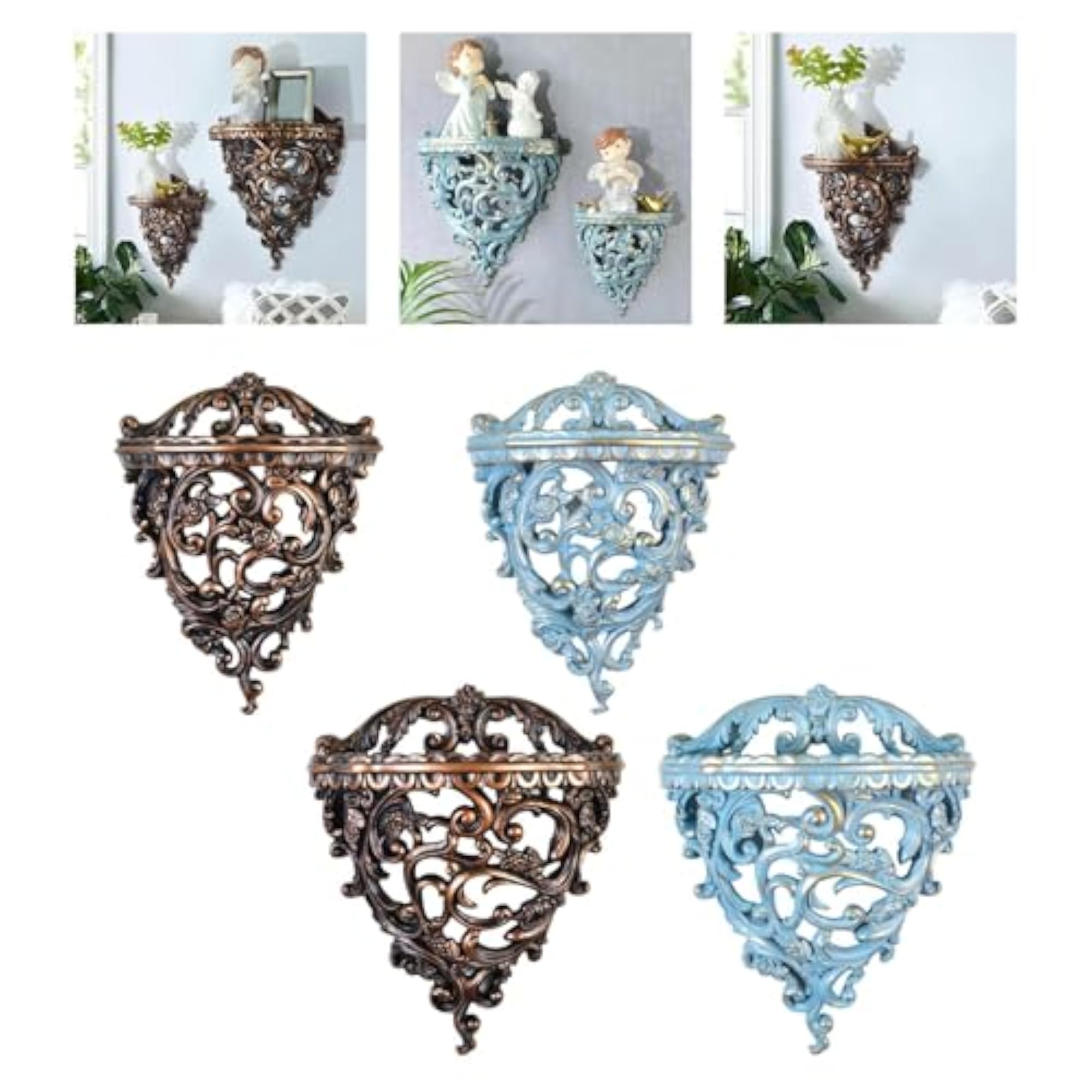 Retro Wall Floating Shelf Resin Decorative for Hallway