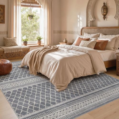 Image of cotiled Boho 5x8 Area Rugs for Living Room: Soft Moroccan Washable Rug