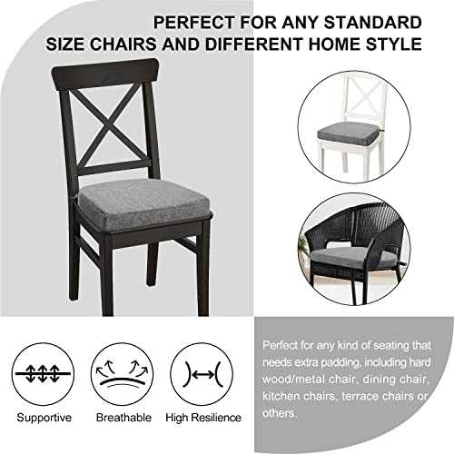 Wellsin Chair Cushions For Dining Chairs 4 Pack - Kitchen Chair Cushions With Ties And Non-Slip Backing - Dining Chair Pads 16"X16"X2", Dark Gray #TOP5